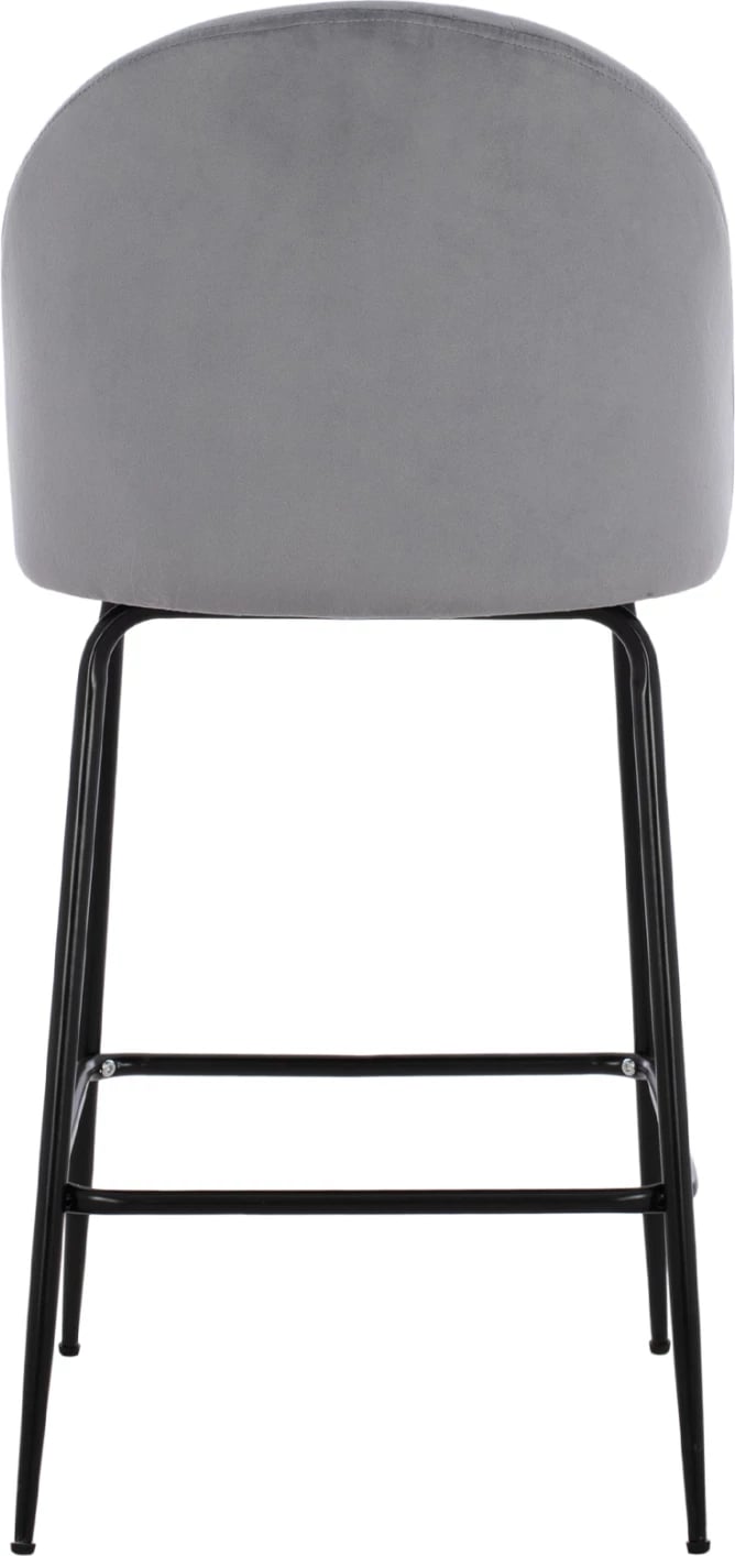 Karrige për bar, lartësi mesatare, FH8732.11, këmbë metalike, kadife gri, 50x56x98 cm., set prej 2 copë