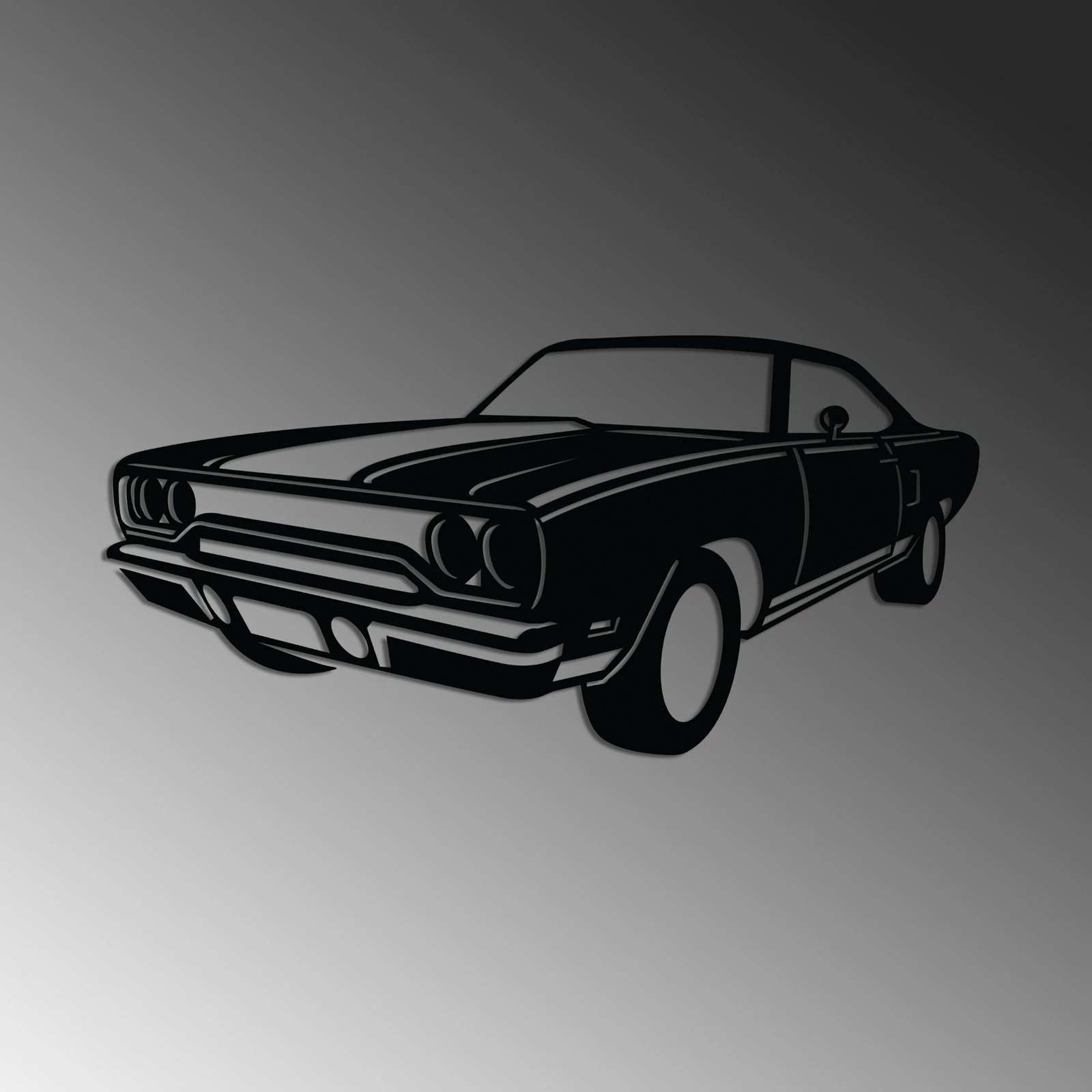 Aksesor dekorativ metalik për mur, Wallity, Plymouth GTX, ngjyrë e zezë, 60x30cm