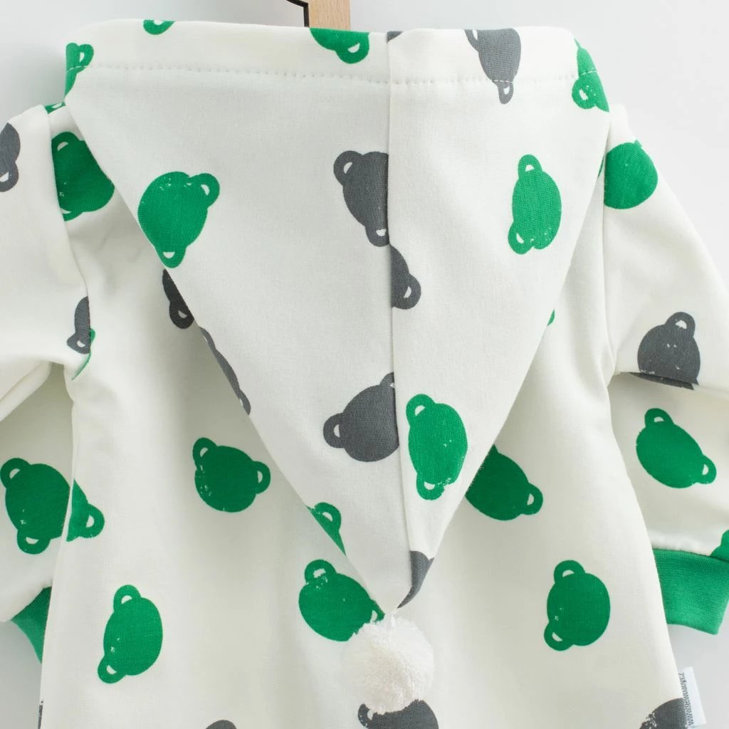 Kombinezon bebe me kapuç, New Baby Little One, termo, 96% pambuk 4% elastan, madhësi 68 (4-6m), jeshile