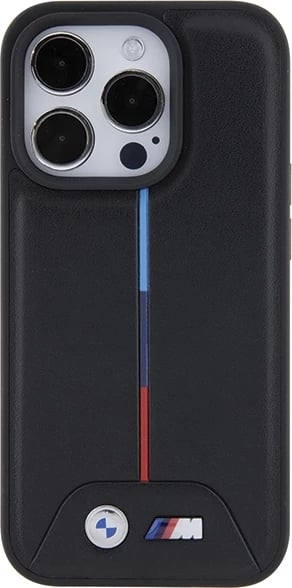 Mbështjellës BMW Quilted Tricolor për iPhone 15 Pro, i zi