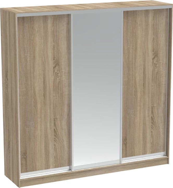 Dollap me dy dyer rrëshqitëse me pasqyrë, ngjyrë sonoma, 240x60x240cm