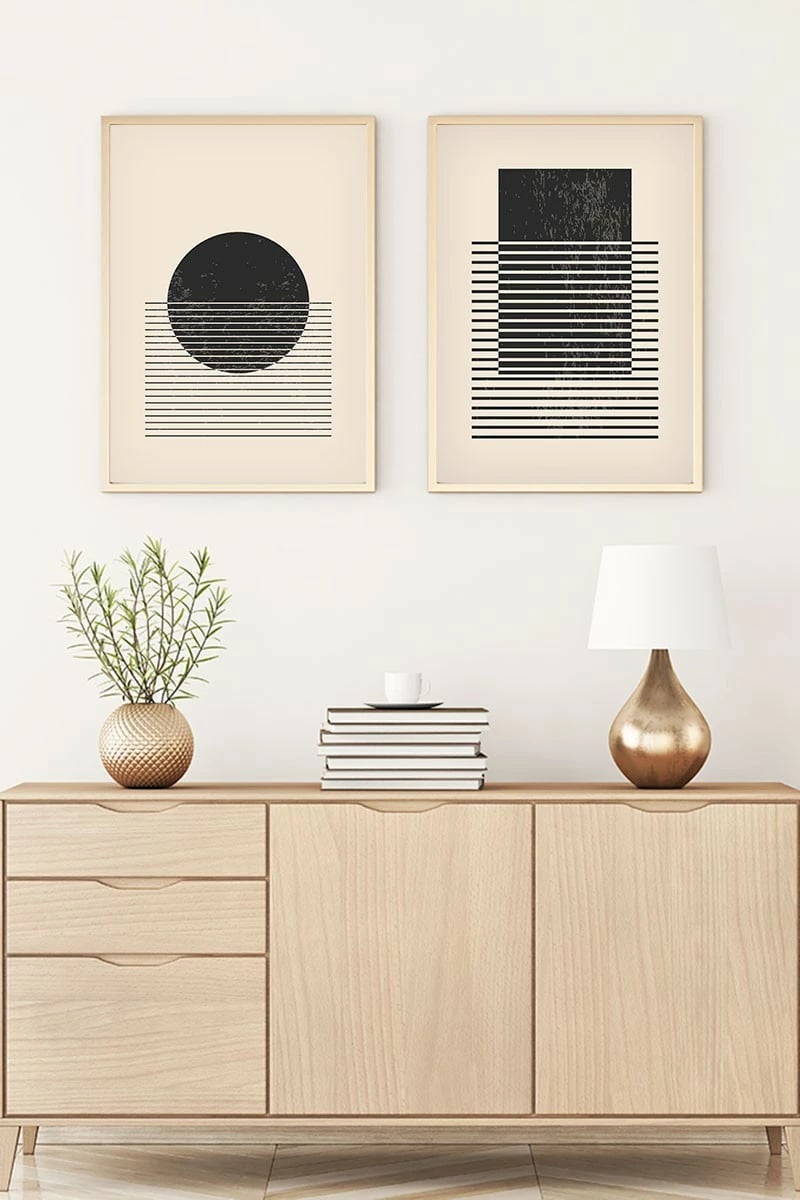 Pikturë dekorative me kornizë, 2 copë, MDF, Wallity, Huhu81, 50x35cm