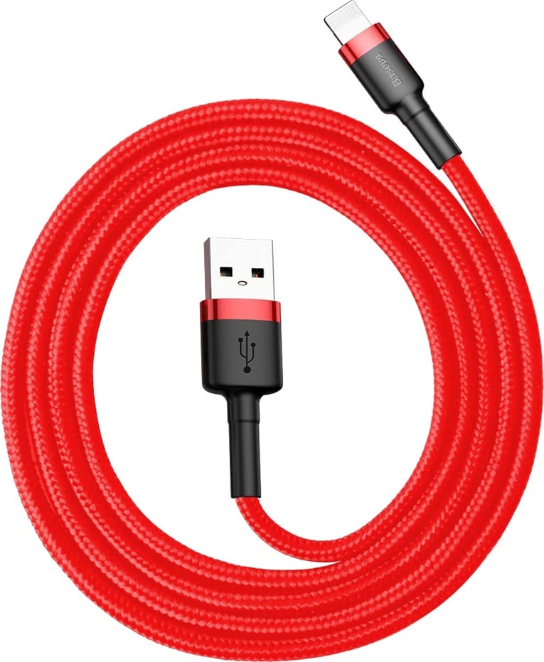 Kabllo Baseus Cafule CALKLF-B09, USB-A në Lightning, 1 m, e kuqe