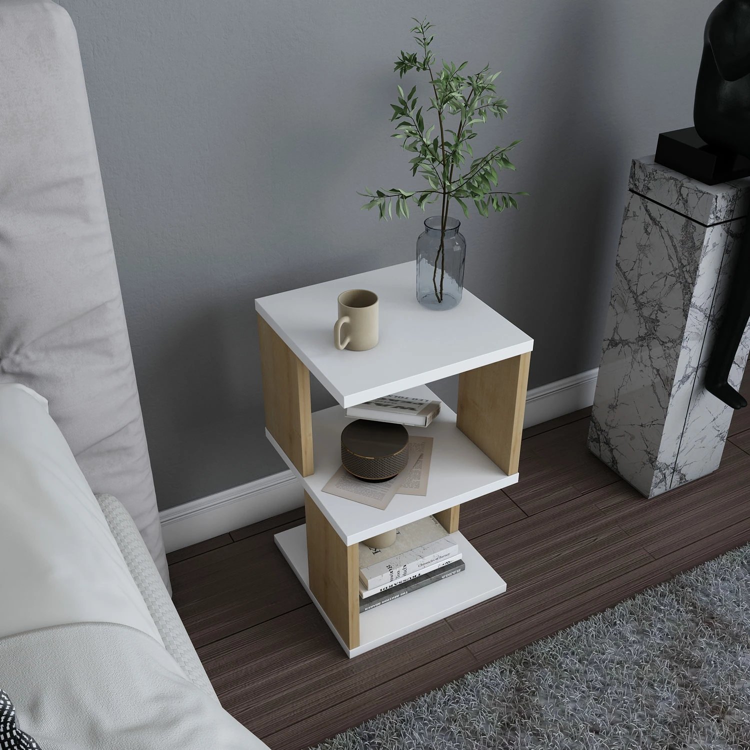 Komodinë Hanah Home, Carter, e bardhë dhe lis