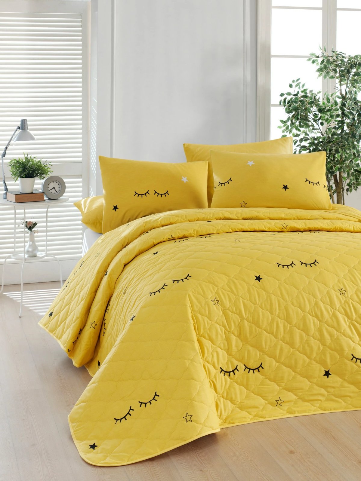 Jorgan i madh i qepur, ngjyrë e verdhë, Dide, L'Essentiel Linge de Maison