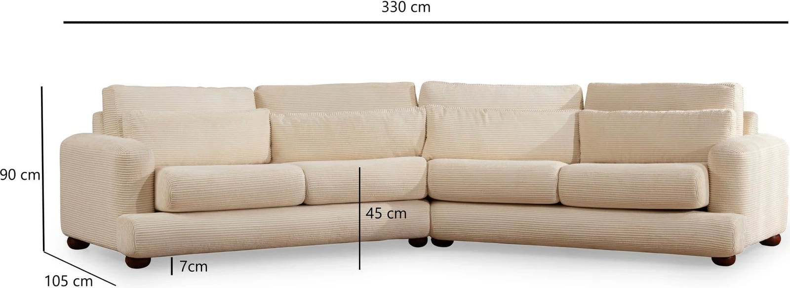 Kauç 4 vende, Atelier del Sofa, River, këndor, ngjyrë bezhë, L2-Xc Right Kauç 4 vende, Atelier del Sofa, River, këndor, ngjyrë bezhë, L2-Xc Right