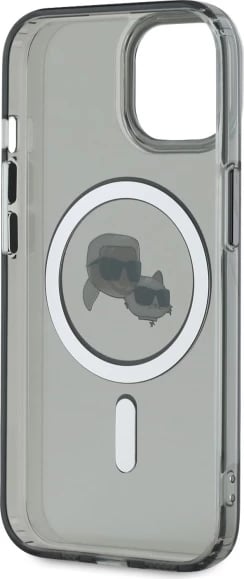 Mbështjellës Karl Lagerfeld KLHMP15SHLSKCK për iPhone 15 6.1", i fortë, MagSafe, i zi