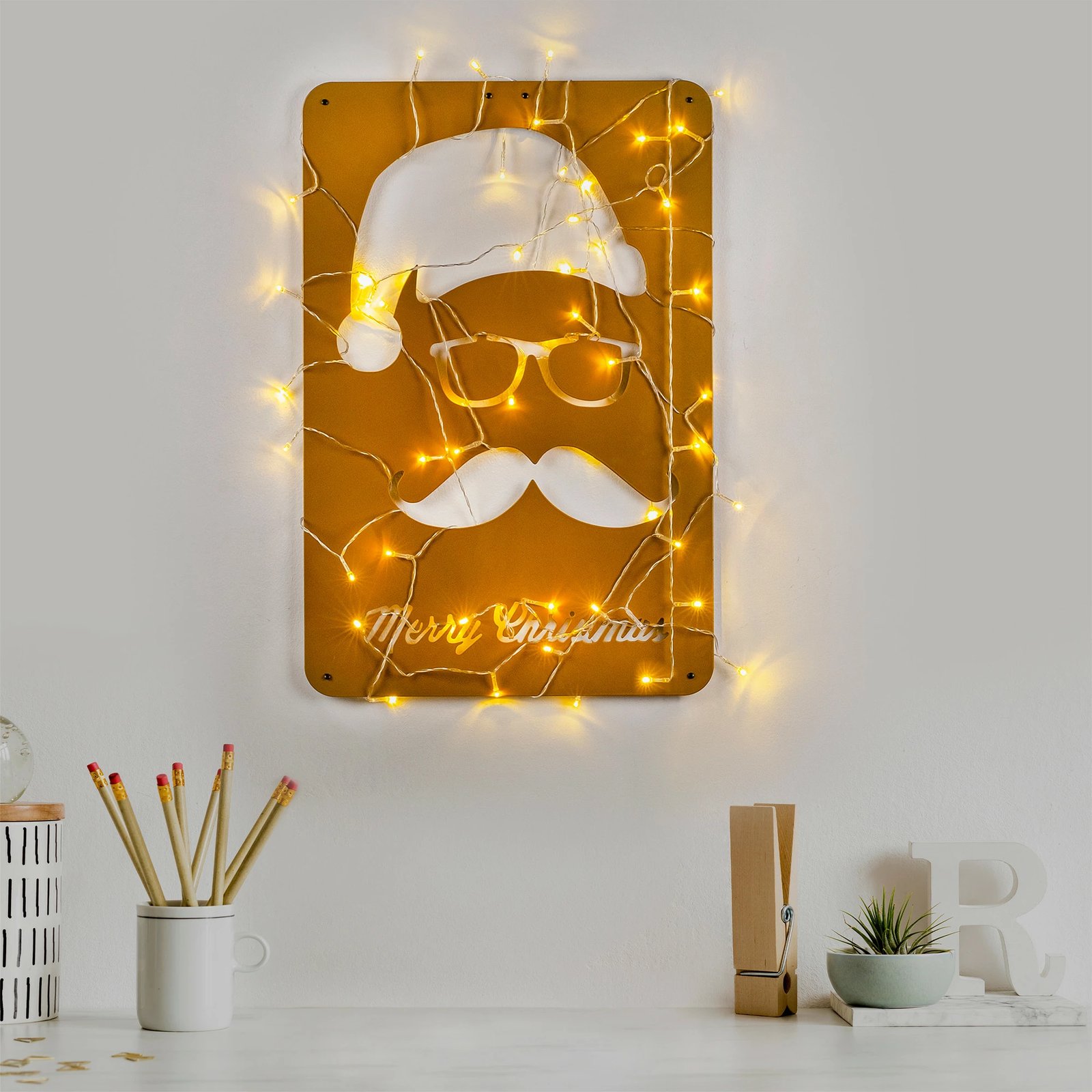 Aksesor dekorativ metalik për mur, Wallity, ngjyrë ari, XMASGOLD - 006