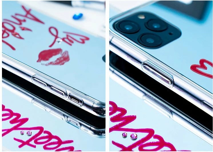 Mbështjellës Kingxbar Angel me pasqyrë dhe kristale Swarovski për iPhone 11 Pro Max, Transparent/Kuq Mbështjellës Kingxbar Angel me pasqyrë dhe kristale Swarovski për iPhone 11 Pro Max, Transparent/Kuq