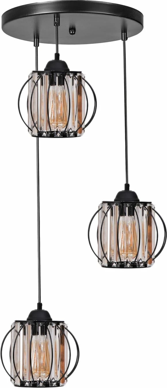 Llambë tavani Opviq, 9042-3, metal e zi, xham, 3 drita