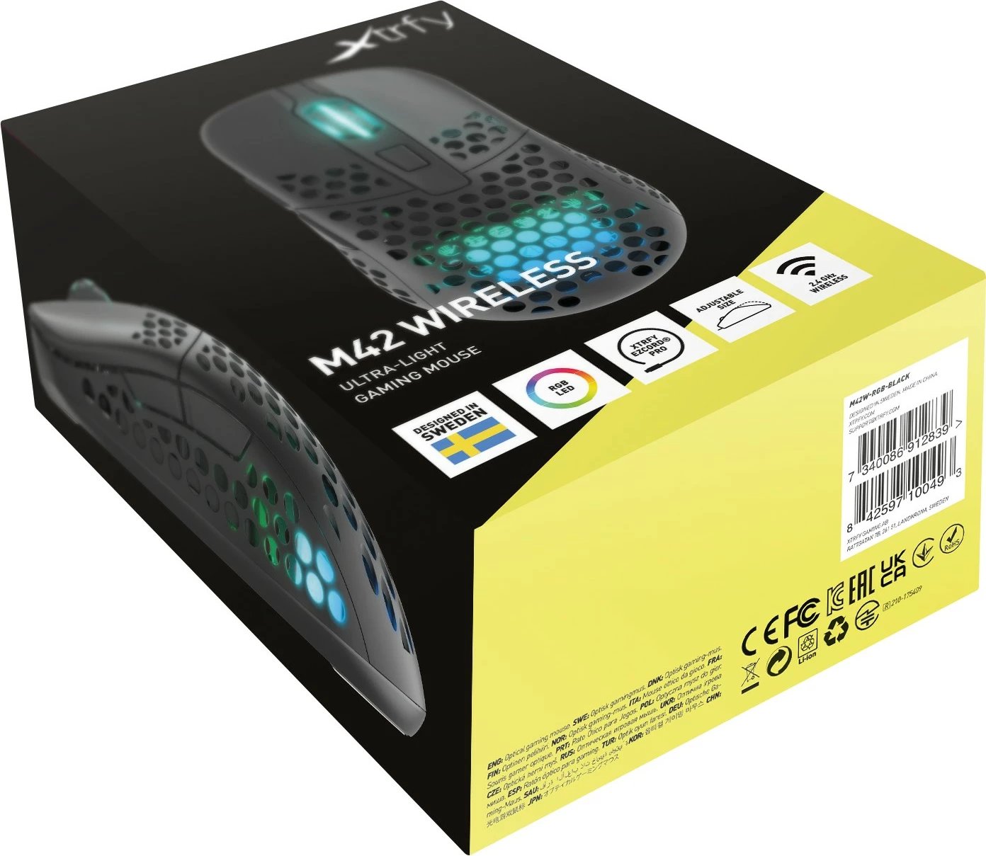 Maus Cherry XTRFY M42 RGB, Ambidextrous, Optical, RF Wireless + USB Type-C, 19000 DPI, Bardhë Maus Cherry XTRFY M42 RGB, Ambidextrous, Optical, RF Wireless + USB Type-C, 19000 DPI, Bardhë