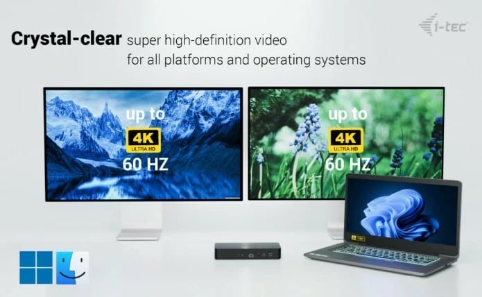 Kasë docking i-tec CAINTGDUAL4KDOCPD, 100W Power Delivery, e zezë