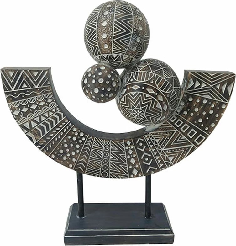 Dekor Totem RABIA, polirezine, kafe-bezhë-bardhë, 35x10x40cm