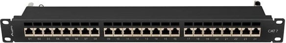 Panel patch Lanberg 24 portë 1U Cat.7 FTP, e zezë