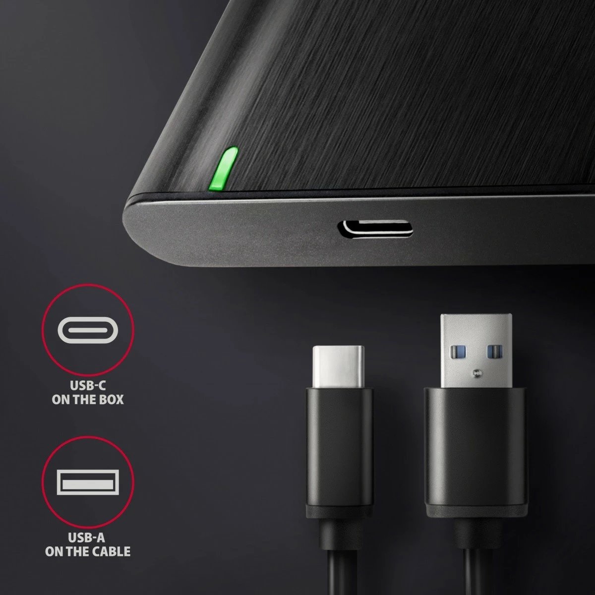 Kasë e jashtme AXAGON EE25-A6C për SSD/HDD 2.5", USB-C 3.2 Gen 1, alumini, karbon