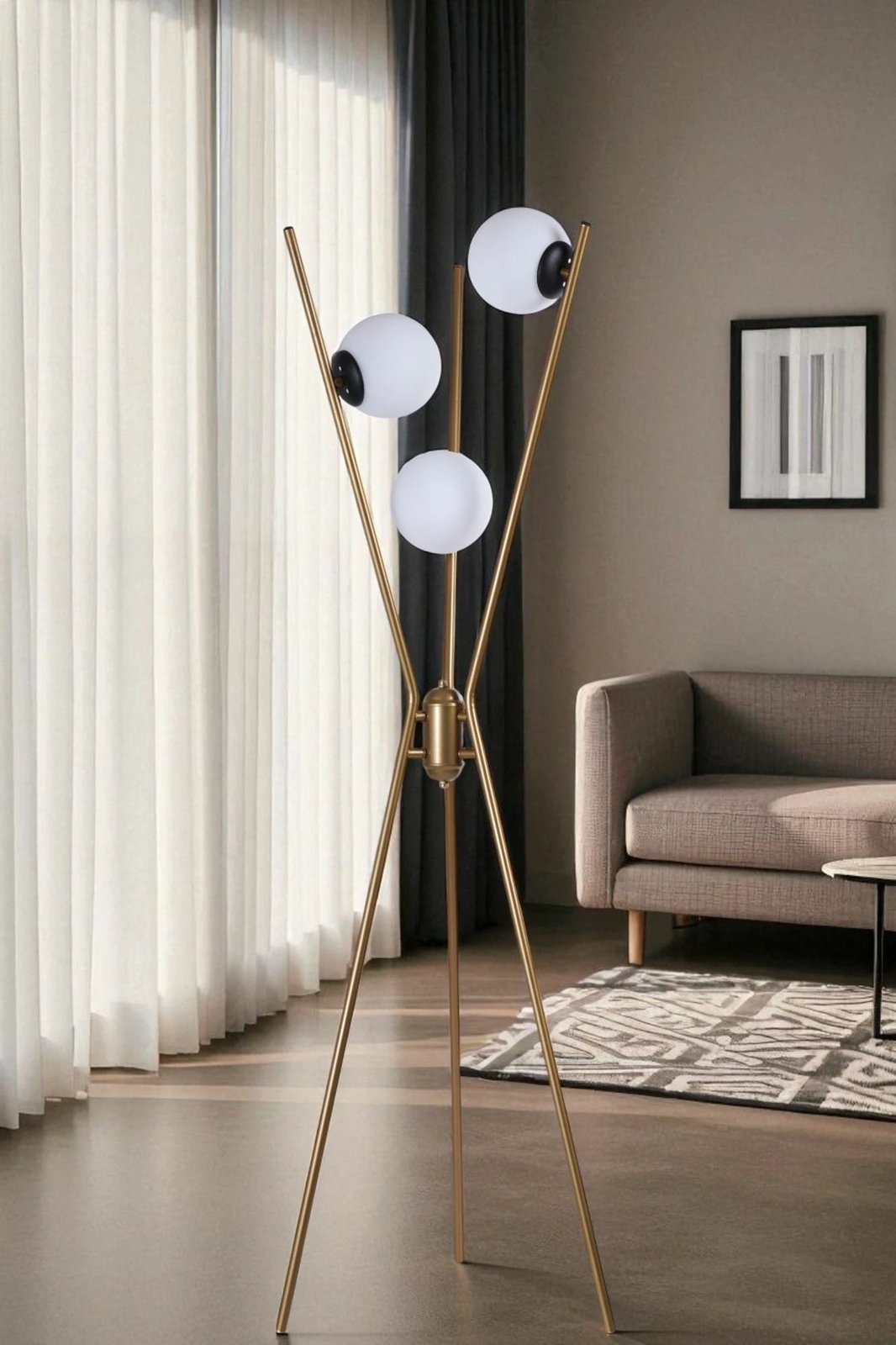 Llambë dyshemeje Opviq, 8942-5, ngjyrë ari, e zezë, e bardhë