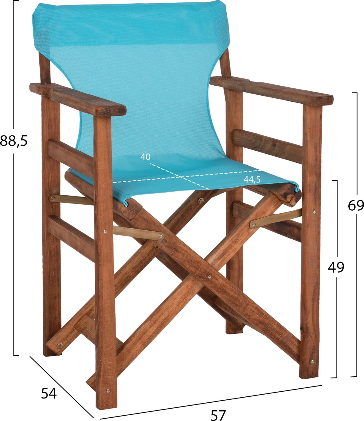 Karrige regjisori LIMNOS FH10368.08, ngjyrë arre dhe tekstilene qiellor, 57x54x88.5 cm