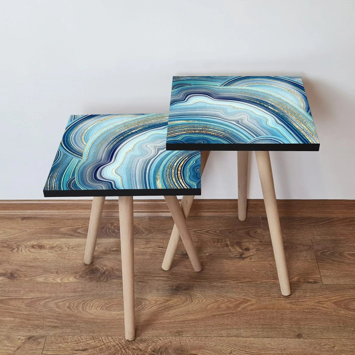 Set tavolinash ndihmëse të vendosshme Skye Decor, 2 copë, ngjyrë blu navy