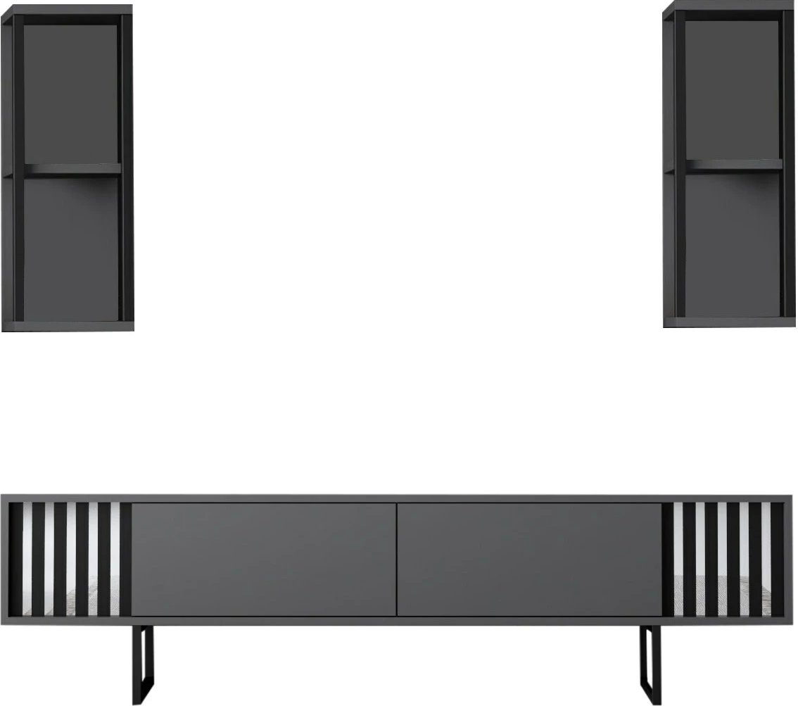 Set mobiljesh për dhomë dite, Chrome Line, antracit, e zezë