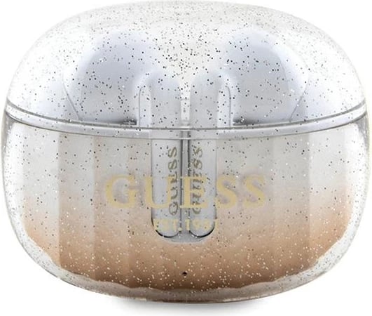 Kufje TWS Guess Glitter Gradient me docking station, Bluetooth 5.3, Gold