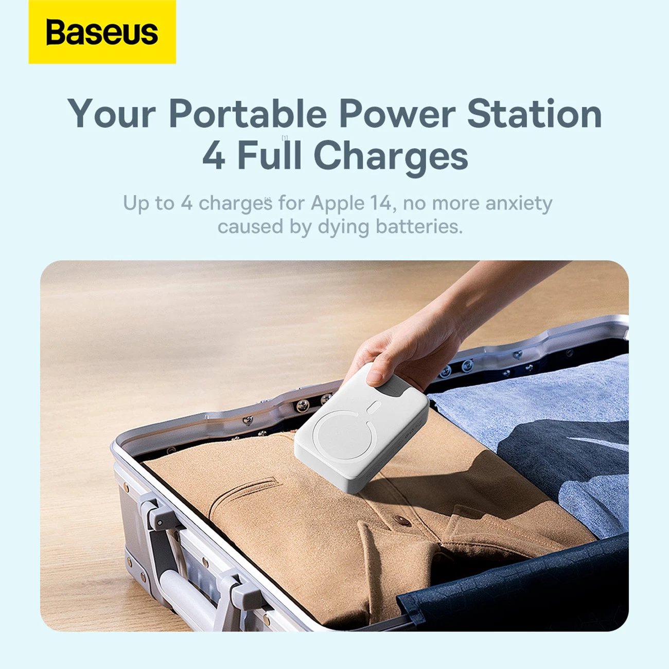 Powerbank Baseus Magnetic Mini 20000 mAh, 20W, USB-C, i bardhë me kabllo USB-C/USB-C