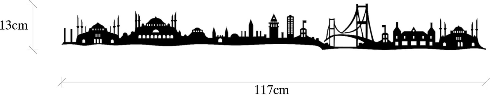Aksesor dekorativ metalik për mur, Wallity, skyline i Stambollit