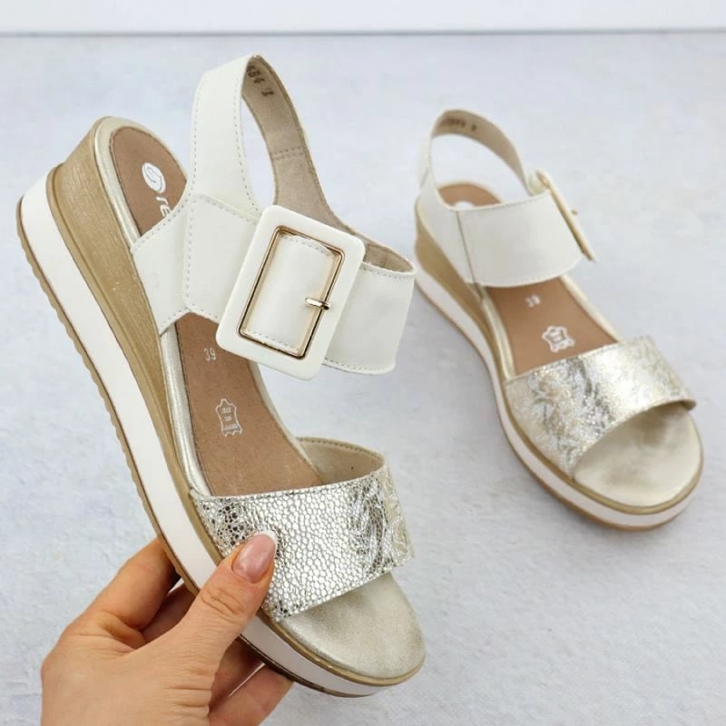 Sandale wedge për femra Remonte, të bardha