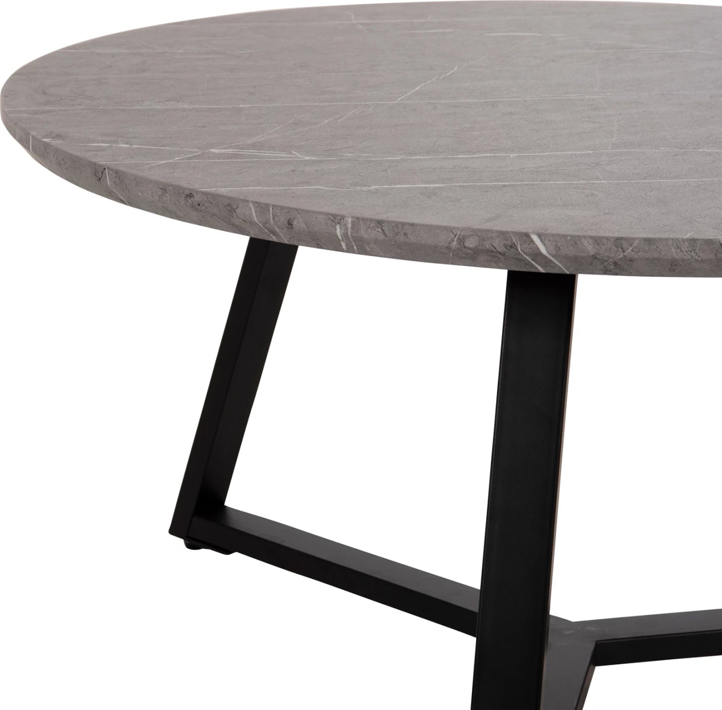 Tavolinë kafeje rrethore, MDF, ngjyrë mermeri gri, bazë metalike e zezë, FH9586.02, Φ80x42H cm