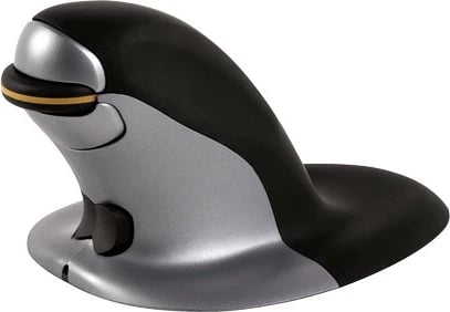 Maus vertikal Fellowes Penguin wireless, 1200 DPI, ambidextrous, i zi/argjendtë