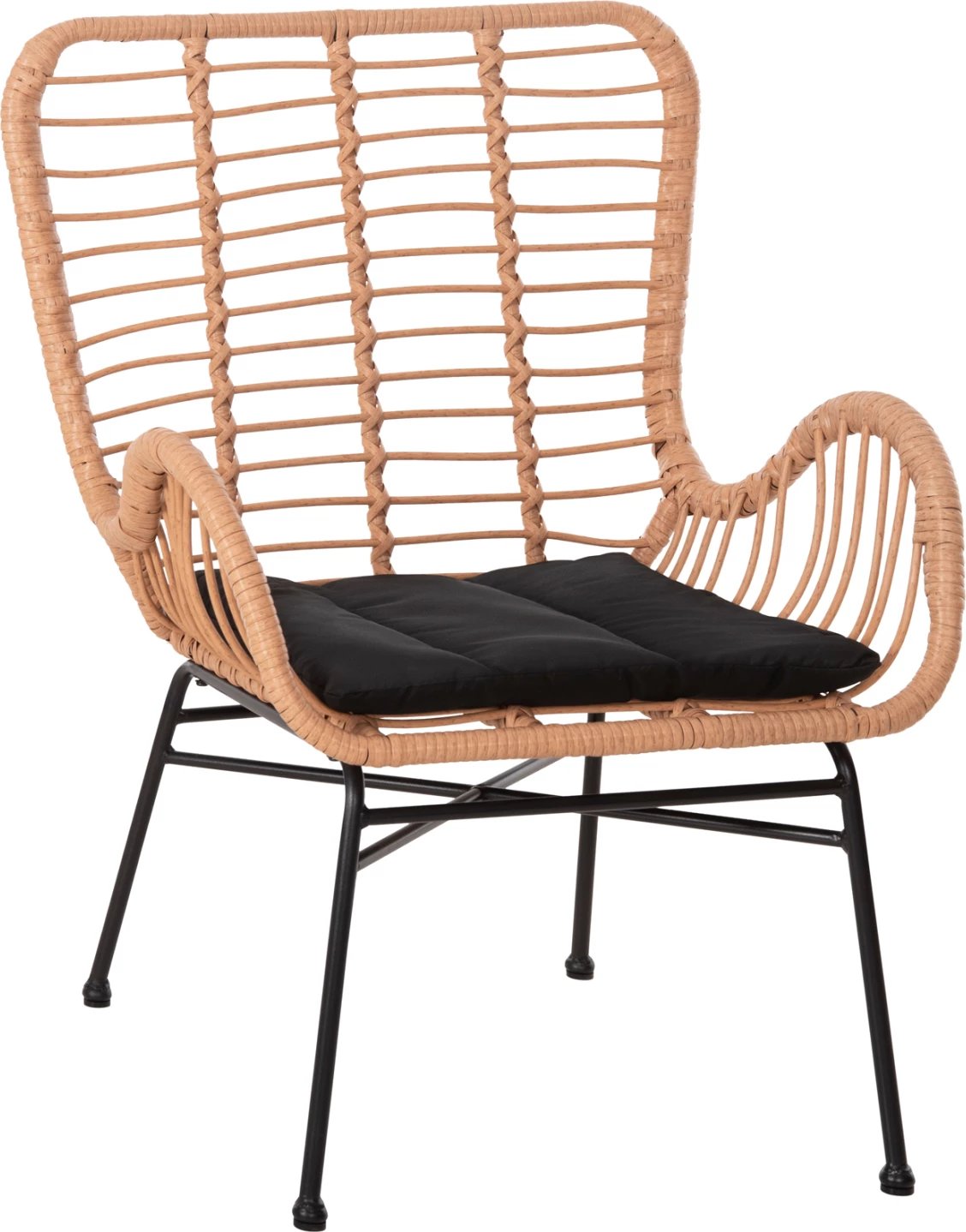 Karrige e jashtme bergere stil, Allegra, FH5704.11, p.e. rattan, ngjyrë bezhë-metal i zi, 66x59x90H cm