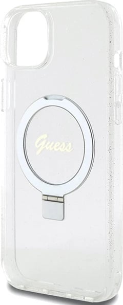 Mbështjellës Guess GUHMP15MHRSGSD për iPhone 15 Plus / 14 Plus 6.7", transparent, me unazë dhe MagSafe