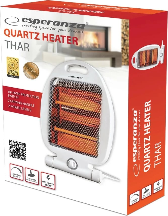 Radiator kuarc Esperanza EHH009, 400W/800W, Bardhë