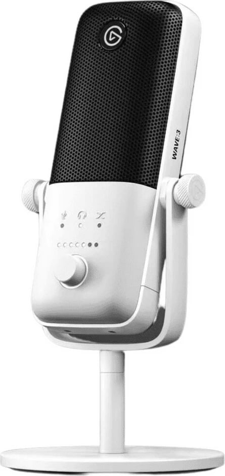 Mikrofon, Elgato Wave:3 10MAB9911, USB kondensator, me stativ tavoline dhe kontroll zëri, i bardhë