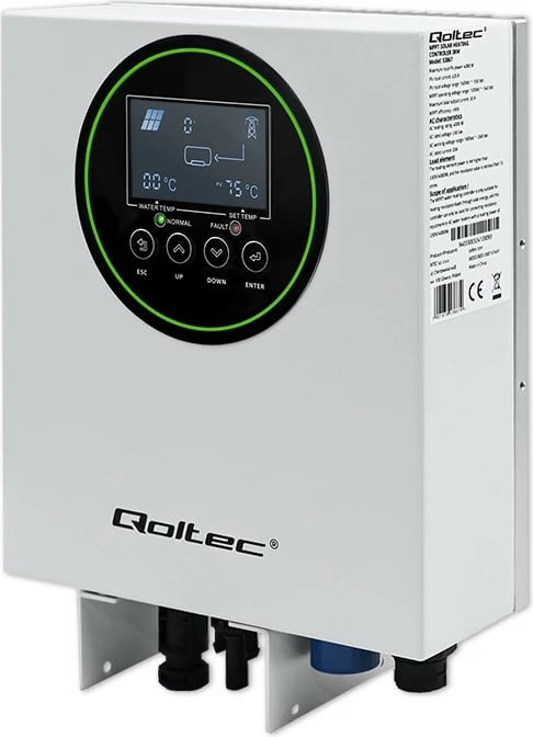 Inverter solar Qoltec 53867, 3kW/4kW, MPPT, BYPASS, LCD, Wi-Fi, Bardhë