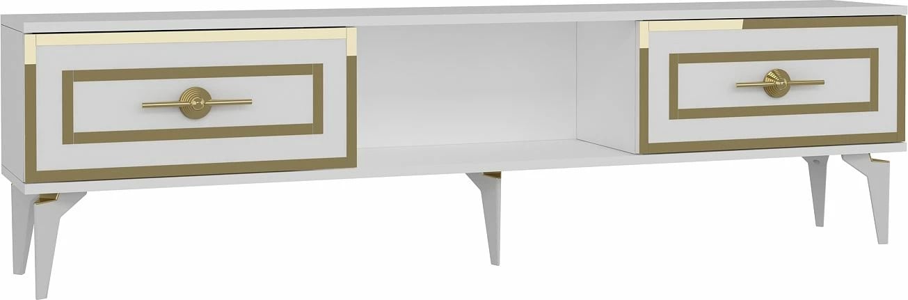 Komodë TV Skye Decor, e bardhë, e artë
