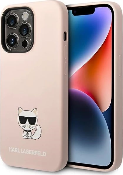 Mbështjellës Karl Lagerfeld KLHCP14LSLCTPI për iPhone 14 Pro 6.1", silikon, rozë