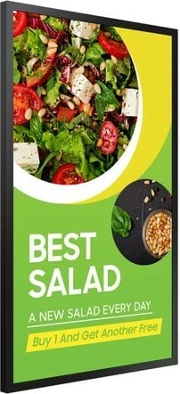 Monitor signage gjysmë-outdoor, Samsung, OM32DX LH32OMDEBGBXEN, 32", FHD 1080p, 2000 nits, Wi‑Fi, IP5X, e zezë