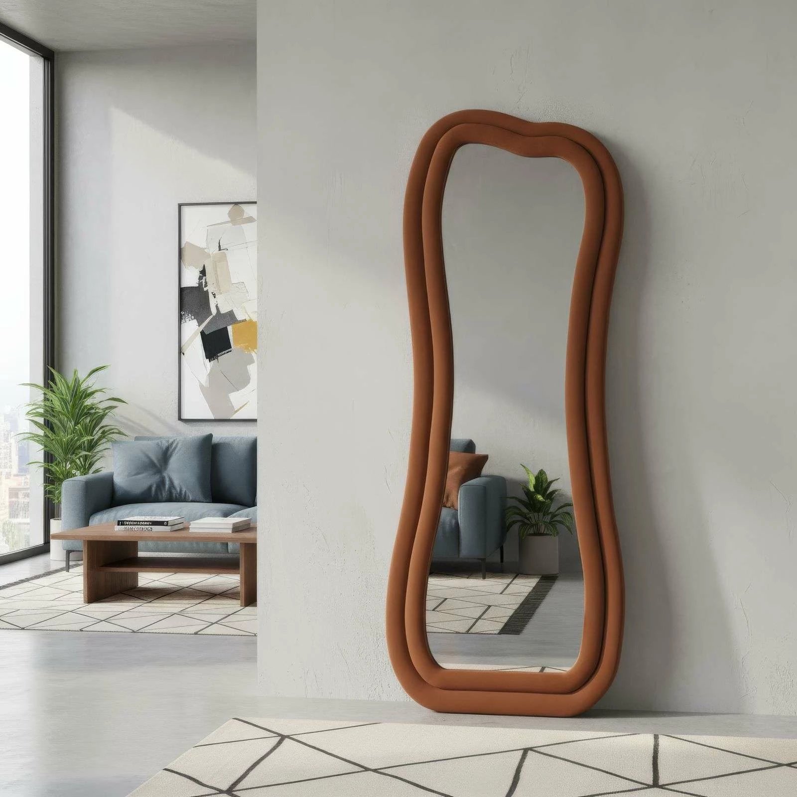 Pasqyrë e gjatë Cheval, ngjyrë e kuqe qeramike, Skye Decor