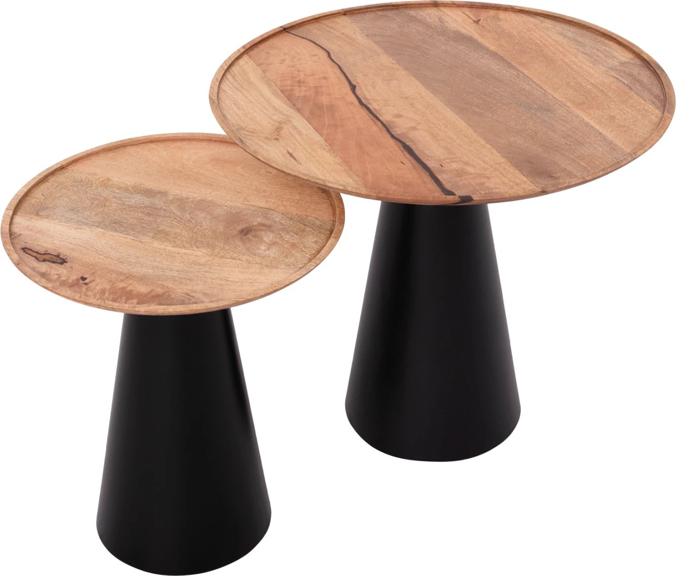 Tavolina kafeje 2 copë RIFF FH9997, dru mango, baza hekuri, Φ60 & Φ40 cm.