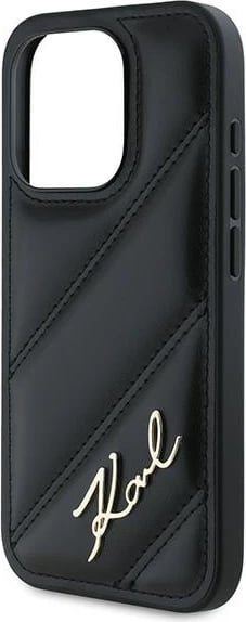 Mbështjellës Karl Lagerfeld Diagonal Quilted Script për iPhone 15 Pro Max, e zezë