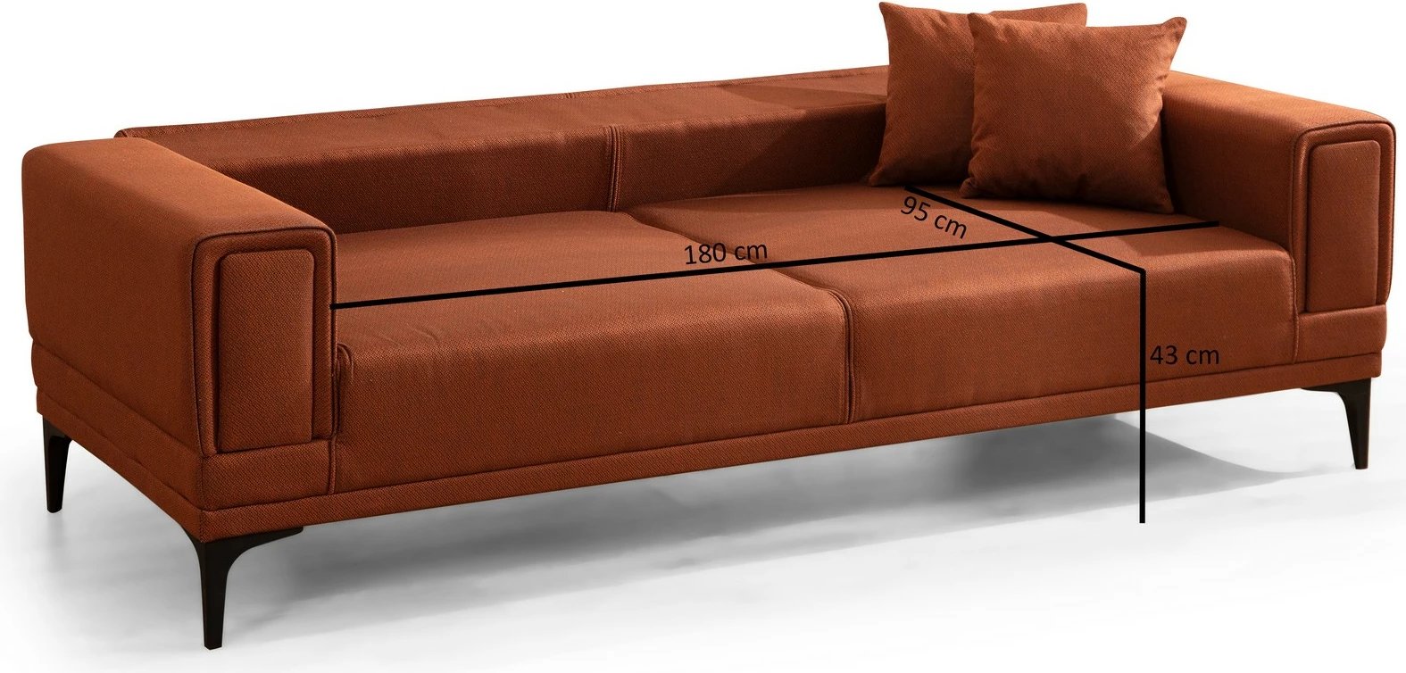 Divan-krevat 3 vendësh, Horizon, ngjyrë e kuqe tullë