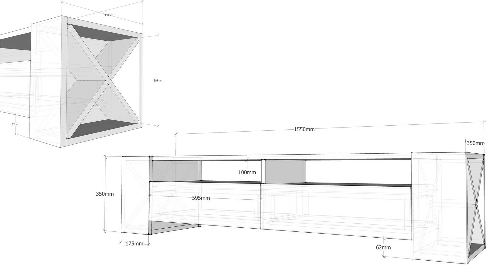 Komodë TV Hanah Home, Sosruko, ngjyrë arre