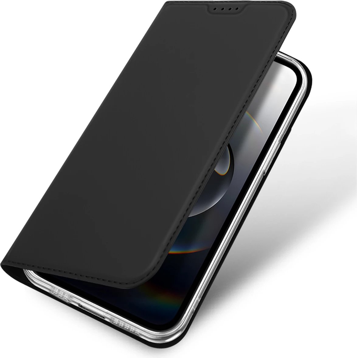 Mbështjellës Dux Ducis Skin Pro për iPhone 16e, me xhep për kartela, me kapak, e zezë