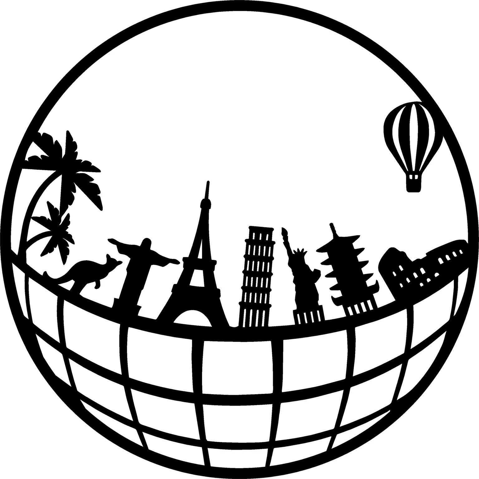 Aksesor dekorativ metalik për mur, hartë bote, Wallity, ngjyrë e zezë