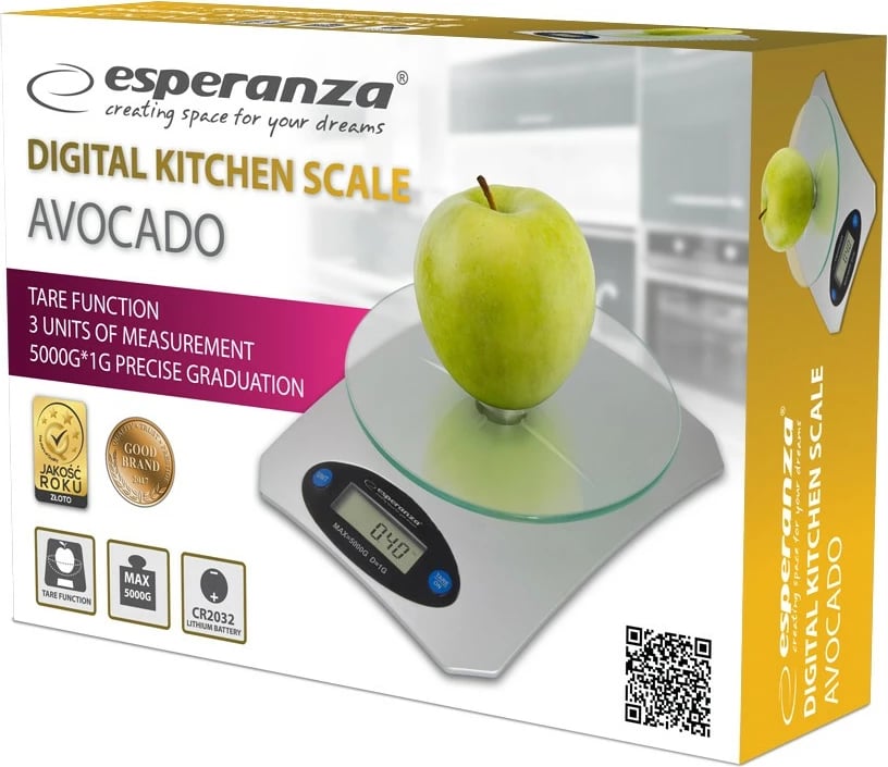 Peshore kuzhine Esperanza EKS006, digjitale, 5 kg, argjendtë