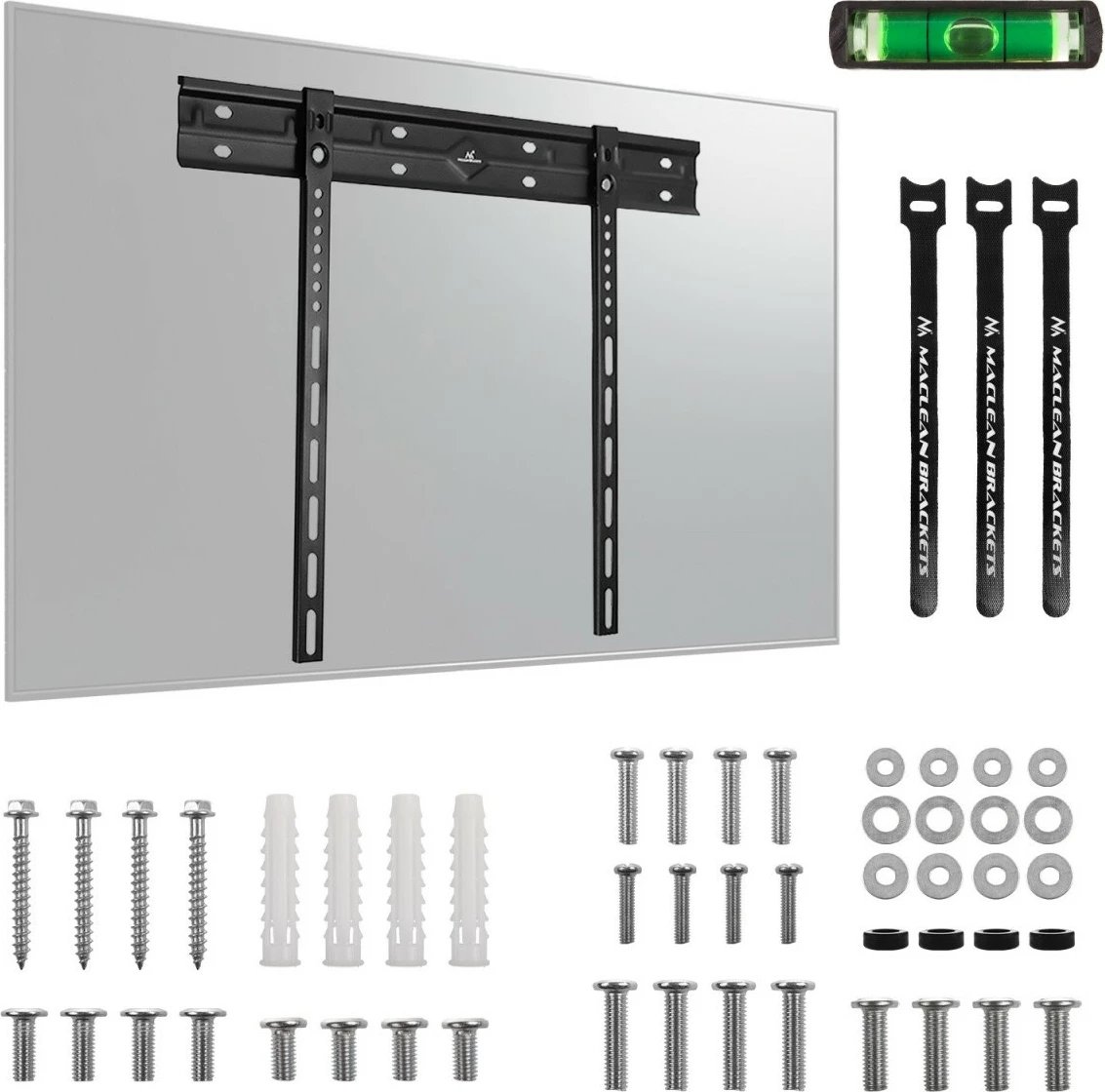 Mbajtës muri ultra i hollë për TV Maclean MC-123, VESA 600x400, deri 80kg, i zi