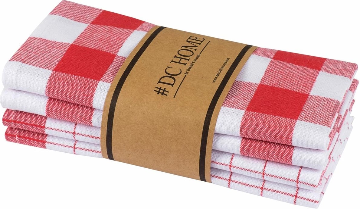 Set peshqirësh kuzhine (4 copë), Hermia, Madrid, ngjyrë e kuqe