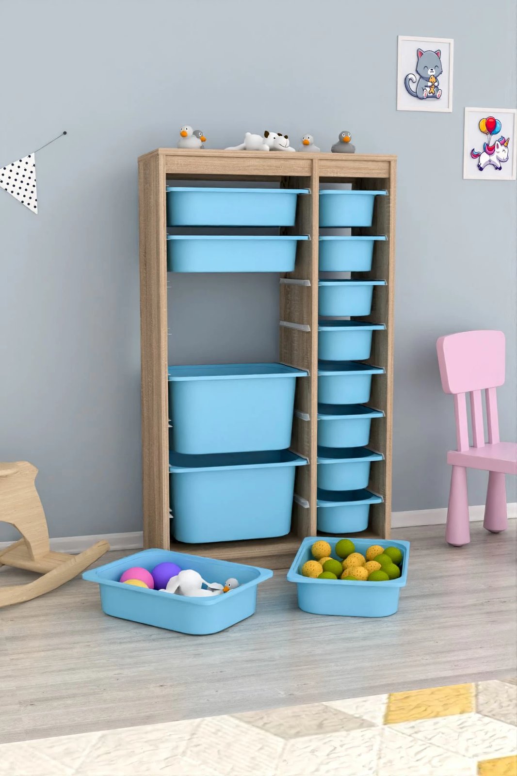 Dollap shumëpërdorimësh, ngjyrë sonomo dhe kaltër, Hanah Home Montana Xs 2D4N8U
