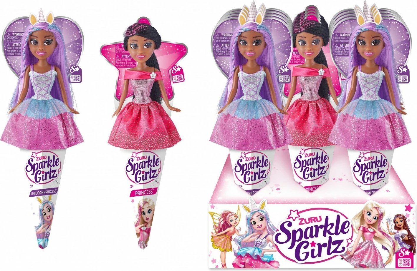 Kukull Sparkle Girlz ZURU, 10.5 inç, set 12 copë, princeshë dhe unikorn, për vajza