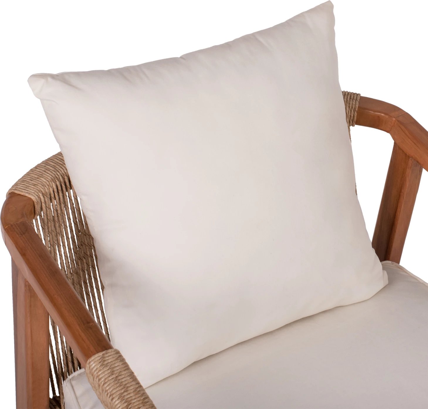 Karrige me krahë, dru teak, litar dhe jastëkë, FH9456.01, 57x63.5x75-88H cm